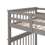 Lit superposé jumeau sur jumeau avec escalier, rangement et barrière de sécurité pour chambre à coucher, dortoir, couleur blanche
