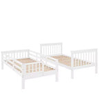 Lit superposé jumeau sur jumeau avec escalier, rangement et barrière de sécurité pour chambre à coucher, dortoir, couleur blanche