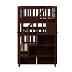 Lit superposé jumeau sur jumeau avec escalier, rangement et barrière de sécurité pour chambre à coucher, dortoir, couleur blanche
