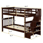 Lit superposé jumeau sur jumeau avec escalier, rangement et barrière de sécurité pour chambre à coucher, dortoir, couleur blanche