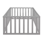 Cadre de lit simple en bois avec clôture et porte blanc
