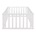 Cadre de lit simple en bois avec clôture et porte blanc