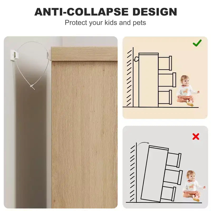 Commode TROPOW 6 tiroirs pour chambre à coucher, organiseur double moderne avec poignées encastrées, commode en bois pour salon