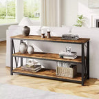 Console étroite, Console avec étagères de rangement, Table d'appoint fine, Table de canapé étroite, Console grise