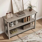 Console étroite, Console avec étagères de rangement, Table d'appoint fine, Table de canapé étroite, Console grise