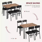 CuisinSmart - Table de salle à manger pour 4 personnes avec chaises rembourrées, petit ensemble table et chaises, ensemble de salle à manger pour 4 personnes, ensemble table à manger rectangulaire.