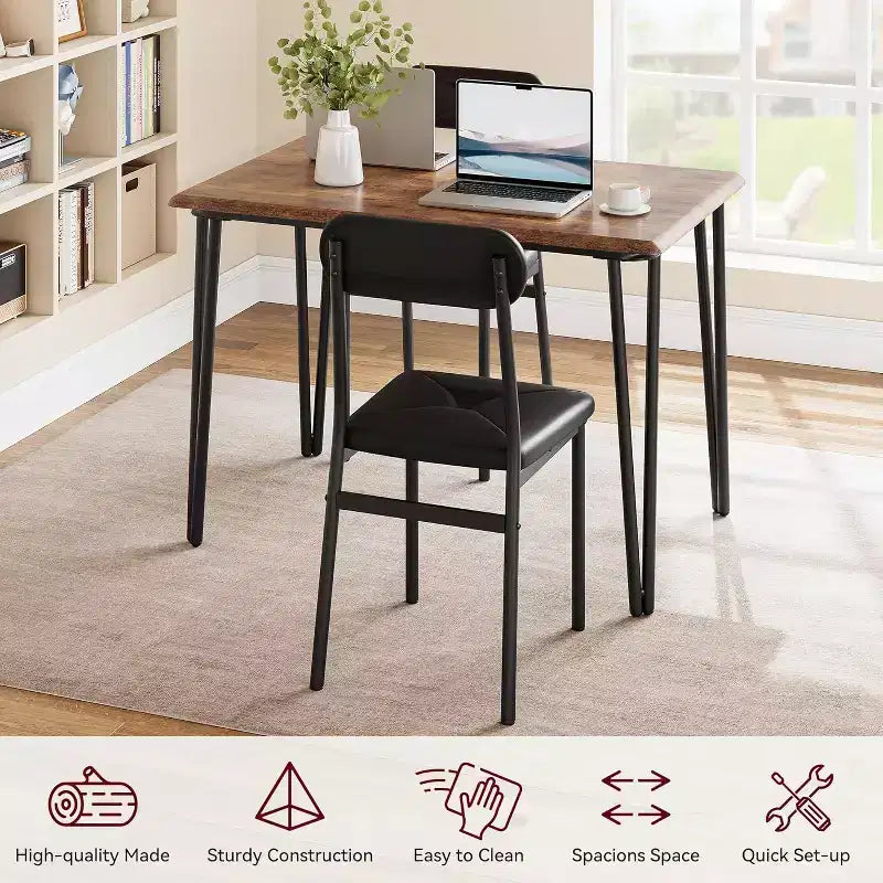 CuisinSmart - Table de salle à manger pour 4 personnes avec chaises rembourrées, petit ensemble table et chaises, ensemble de salle à manger pour 4 personnes, ensemble table à manger rectangulaire.
