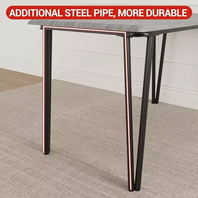 CuisinSmart - Table de salle à manger pour 4 personnes avec chaises rembourrées, petit ensemble table et chaises, ensemble de salle à manger pour 4 personnes, ensemble table à manger rectangulaire.