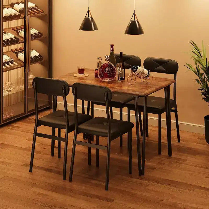 CuisinSmart - Table de salle à manger pour 4 personnes avec chaises rembourrées, petit ensemble table et chaises, ensemble de salle à manger pour 4 personnes, ensemble table à manger rectangulaire.