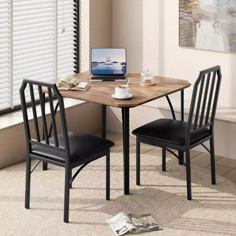 Ensemble de table à manger CuisinSmart, avec design à chanfrein, table de cuisine 3/5 pièces avec sièges rembourrés