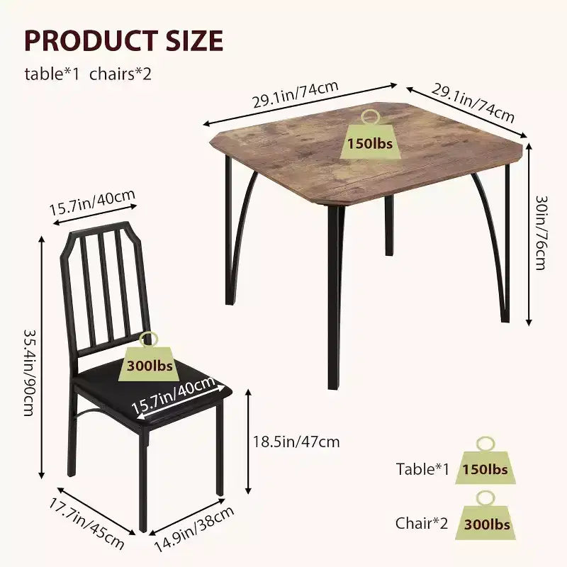 Ensemble de table à manger CuisinSmart, avec design à chanfrein, table de cuisine 3/5 pièces avec sièges rembourrés