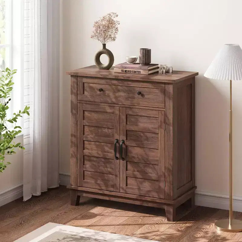 31.5 Armoire de buffet, Meuble de rangement rustique avec étagère réglable, Console d'entrée, Meuble de bar à café pour la cuisine