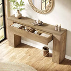 Table console en bois Lantine de 63 pouces avec 2 tiroirs cachés, table de canapé style ferme pour salon, couloir, entrée, hall, assemblage facile