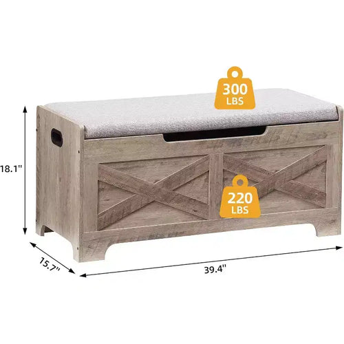 Banc de rangement Acekool avec couvercle relevable - Siège et organisateur d'entrée en bois rustique