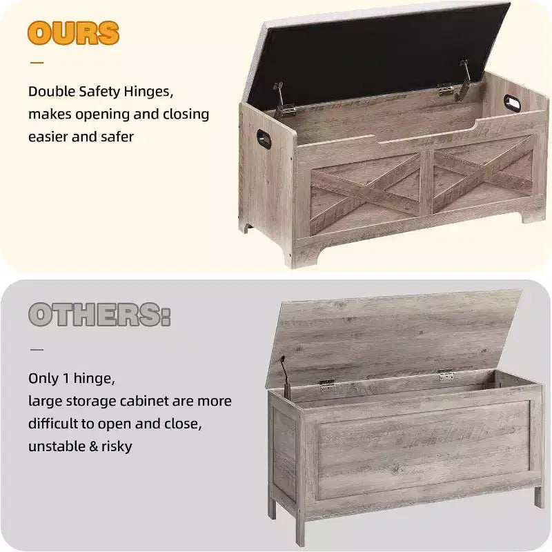 Banc de rangement Acekool avec couvercle relevable - Siège et organisateur d'entrée en bois rustique