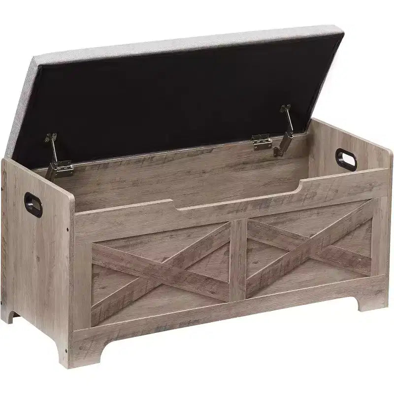 Banc de rangement Acekool avec couvercle relevable - Siège et organisateur d'entrée en bois rustique