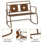 Acekool Fauteuil à bascule 2 places en fer – Balancelle de jardin couleur foie avec motif étoile