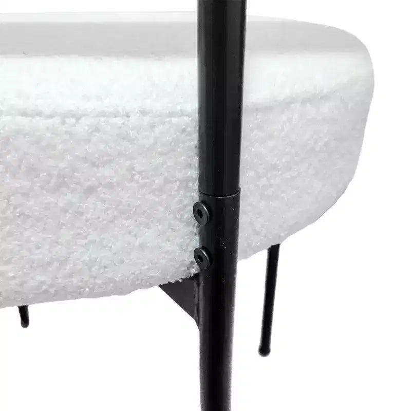 Okak Chaises de salle à manger modernes du milieu du siècle, lot de 2, rondes, rembourrées avec dossier incurvé et pieds en métal, chaises d'appoint en bouclé pour cuisine et salle à manger