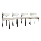 Okak Chaises de salle à manger modernes du milieu du siècle, lot de 2, rondes, rembourrées avec dossier incurvé et pieds en métal, chaises d'appoint en bouclé pour cuisine et salle à manger