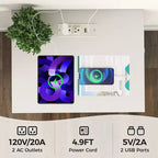 Table de Chevet RoyalCrafted Canelée, Lot de 2 Tables d'Appoint en Bois avec 2 Tiroirs de Rangement et Station de Charge pour Chambre ou Bureau à Domicile, Blanc