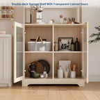 Buffet Vaisselier Haut de 180 cm avec Vitrine - Meuble de Rangement 6 Niveaux avec 2 Portes Vitrées, Panneau Perforé, Étagère à Micro-ondes, Étagères Ouvertes, Meuble Bar à Café