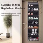 Organiseur de chaussures de porte, étagère à chaussures suspendue à 8 niveaux, rangement à chaussures mural avec 4 crochets métalliques et grandes poches profondes