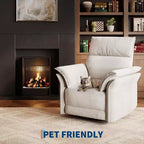 Fauteuil inclinable, fauteuil à bascule pivotant avec ports de chargement USB, fauteuil inclinable en tissu chenille rembourré avec accoudoirs à double couche