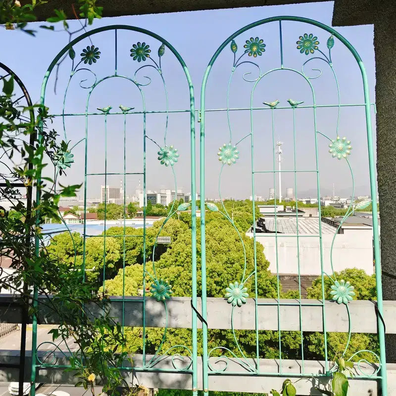 MAYEERTY Lot de 2 treillis de jardin en métal antirouille verts de 220 x 50 cm pour plantes grimpantes