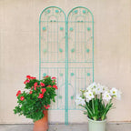 MAYEERTY Lot de 2 treillis de jardin en métal antirouille verts de 220 x 50 cm pour plantes grimpantes