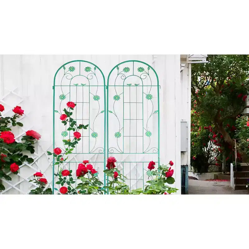 MAYEERTY Lot de 2 treillis de jardin en métal antirouille verts de 220 x 50 cm pour plantes grimpantes