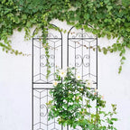 MAYEERTY Lot de 2 treillis de jardin en métal, 220 x 50 cm, antirouille, pour plantes grimpantes, fleurs d'extérieur, noir