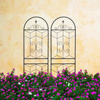 MAYEERTY Lot de 2 treillis de jardin en métal, 220 x 50 cm, antirouille, pour plantes grimpantes, fleurs d'extérieur, noir