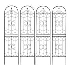 MAYEERTY Lot de 2 treillis de jardin en métal, 220 x 50 cm, antirouille, pour plantes grimpantes, fleurs d'extérieur, noir