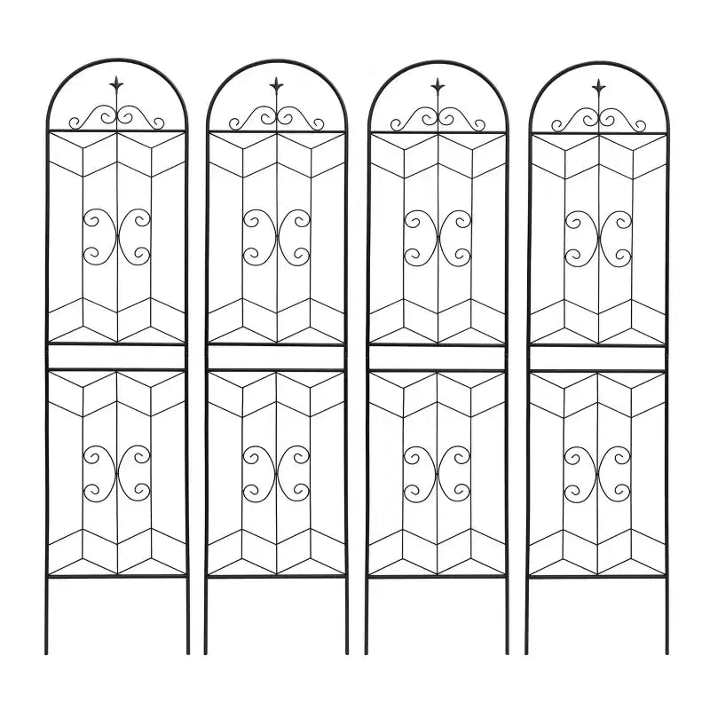 MAYEERTY Lot de 2 treillis de jardin en métal, 220 x 50 cm, antirouille, pour plantes grimpantes, fleurs d'extérieur, noir