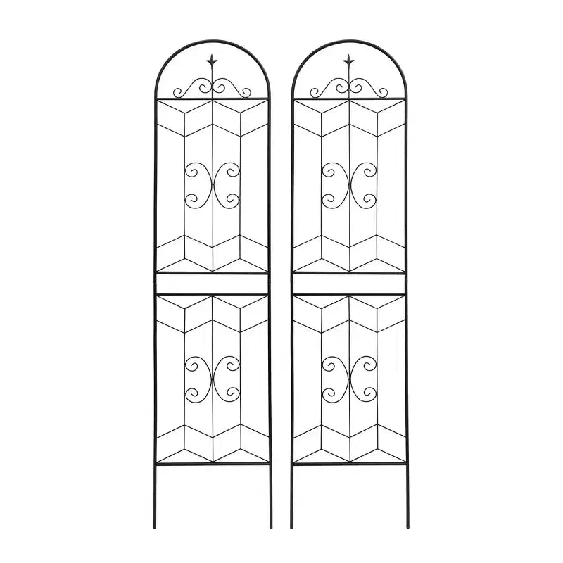 MAYEERTY Lot de 2 treillis de jardin en métal, 220 x 50 cm, antirouille, pour plantes grimpantes, fleurs d'extérieur, noir