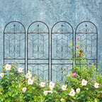 MAYEERTY Lot de 2 treillis de jardin en métal, 220 x 50 cm, antirouille, pour plantes grimpantes, fleurs d'extérieur, noir