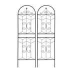 MAYEERTY Lot de 2 treillis de jardin en métal, 220 x 50 cm, antirouille, pour plantes grimpantes, fleurs d'extérieur, noir