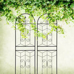 MAYEERTY Lot de 2 treillis de jardin en métal, 220 x 50 cm, antirouille, pour plantes grimpantes, fleurs d'extérieur, noir