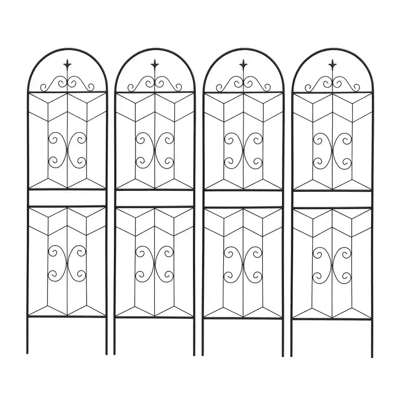 MAYEERTY Lot de 2 treillis de jardin en métal, 220 x 50 cm, antirouille, pour plantes grimpantes, fleurs d'extérieur, noir