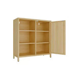 Meuble de rangement moderne GDFStudio Smedley de 32,9 po en bambou avec porte unique