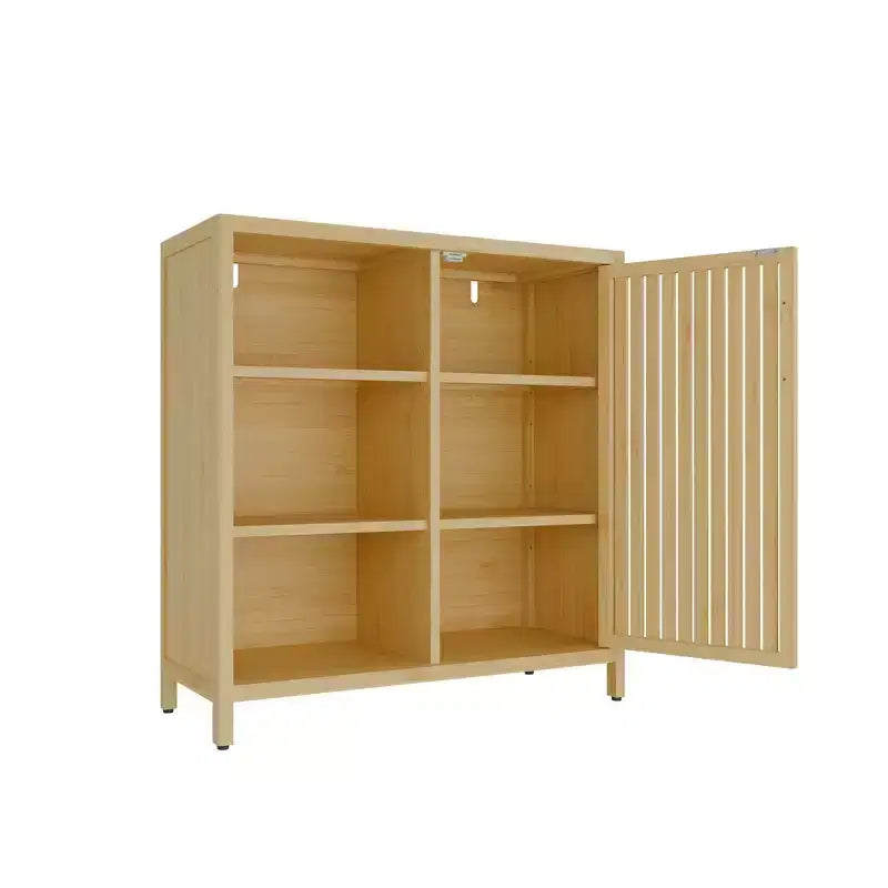Meuble de rangement moderne GDFStudio Smedley de 32,9 po en bambou avec porte unique