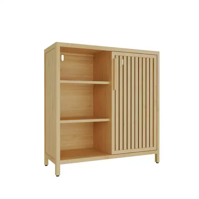 Meuble de rangement moderne GDFStudio Smedley de 32,9 po en bambou avec porte unique