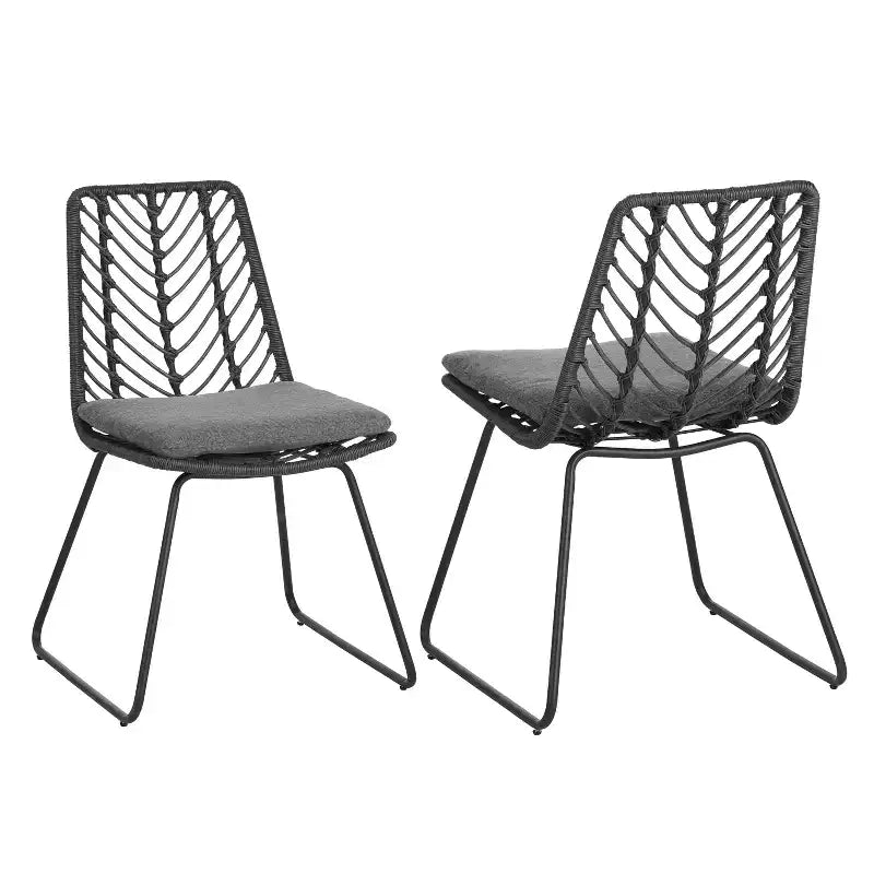 MAYEERTY Lot de 2 Chaises Avec 2 Coussins Gris Assise Confortable pour Salon Salle à Manger