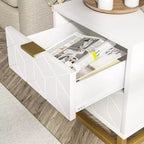 Table de chevet moderne à 2 tiroirs - Table d'appoint en bois avec pieds en métal, grande table de rangement pour chambre à coucher