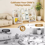 SUGIFT Bibliothèque et rangement de jouets à 3 niveaux pour enfants, bibliothèque pour enfants, organisateur de rangement de jouets (Blanc)