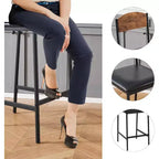 Lot de tabourets de bar, tabourets de bar rembourrés avec pieds en métal, repose-pieds et dossier, assise en PU, chaises hauteur cuisine