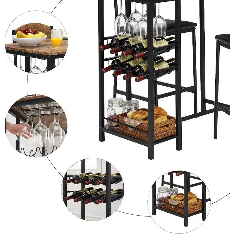 Lot de tabourets de bar, tabourets de bar rembourrés avec pieds en métal, repose-pieds et dossier, assise en PU, chaises hauteur cuisine