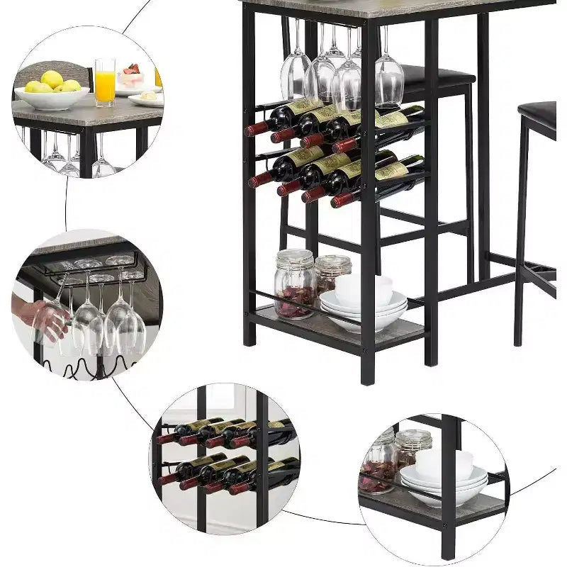 Lot de tabourets de bar, tabourets de bar rembourrés avec pieds en métal, repose-pieds et dossier, assise en PU, chaises hauteur cuisine