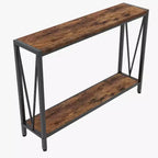 Table Console Industrielle Acekool avec Conception en V, Table d'Entrée/Canapé à 2 Niveaux pour Salon et Couloir, Rangement Peu Encombrant