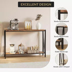 Table Console Industrielle Acekool avec Conception en V, Table d'Entrée/Canapé à 2 Niveaux pour Salon et Couloir, Rangement Peu Encombrant